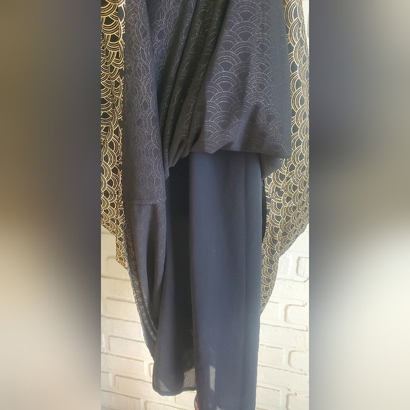 Michael Kors Chain Halter Dress Bergalia Black Gold Foil Art Deco Size Large - Picture 12 of 17